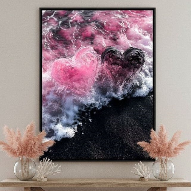 Rose Quartz Hearts Tide Canvas Wall Art