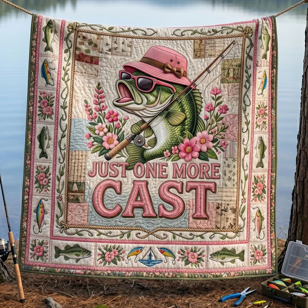 Pretty In Pink Fishing Quilt Blanket