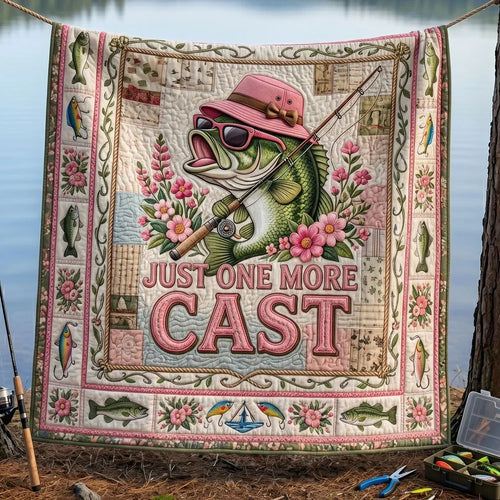 Pretty In Pink Fishing Quilt Blanket