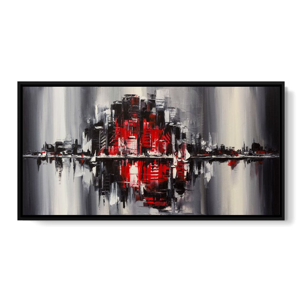 Red Black & Grey Skyline Canvas Wall Art