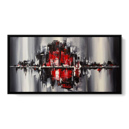 Red Black & Grey Skyline Canvas Wall Art