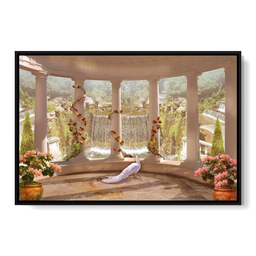Classical Garden & Waterfall Canvas Wall Art