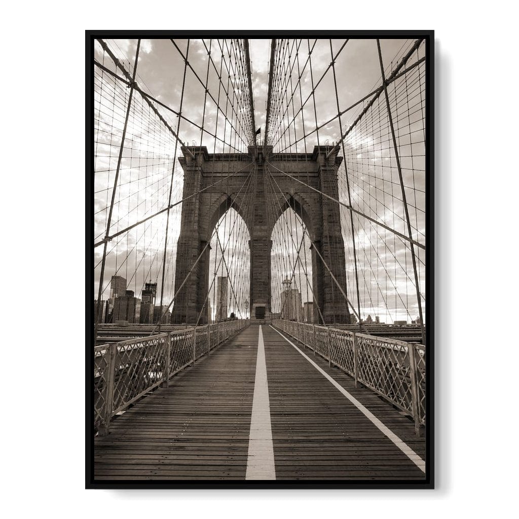 Brooklyn Bridge in Black & White Canvas Wall Art