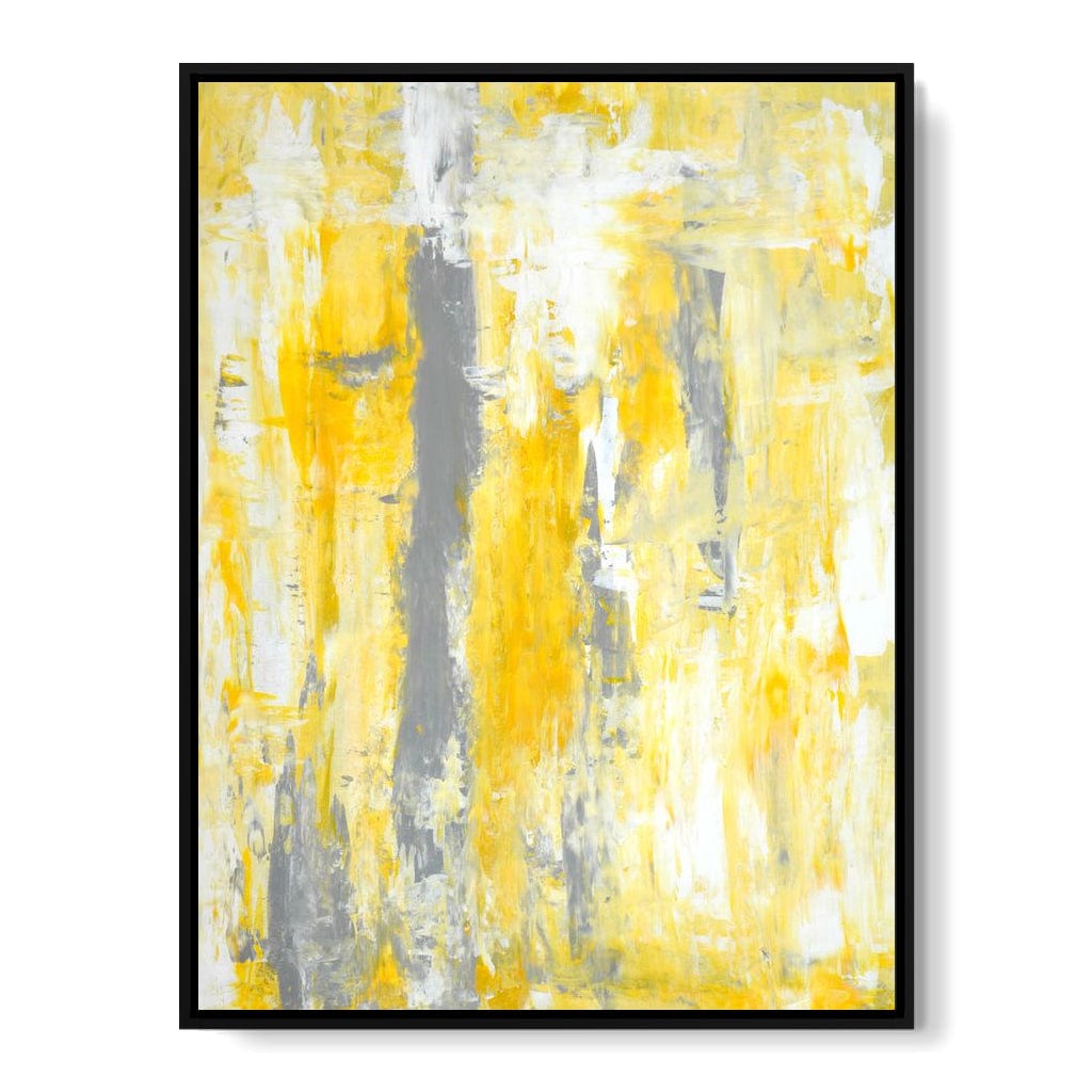 Grey & Yellow Abstract Art Painting Canvas Wall Art