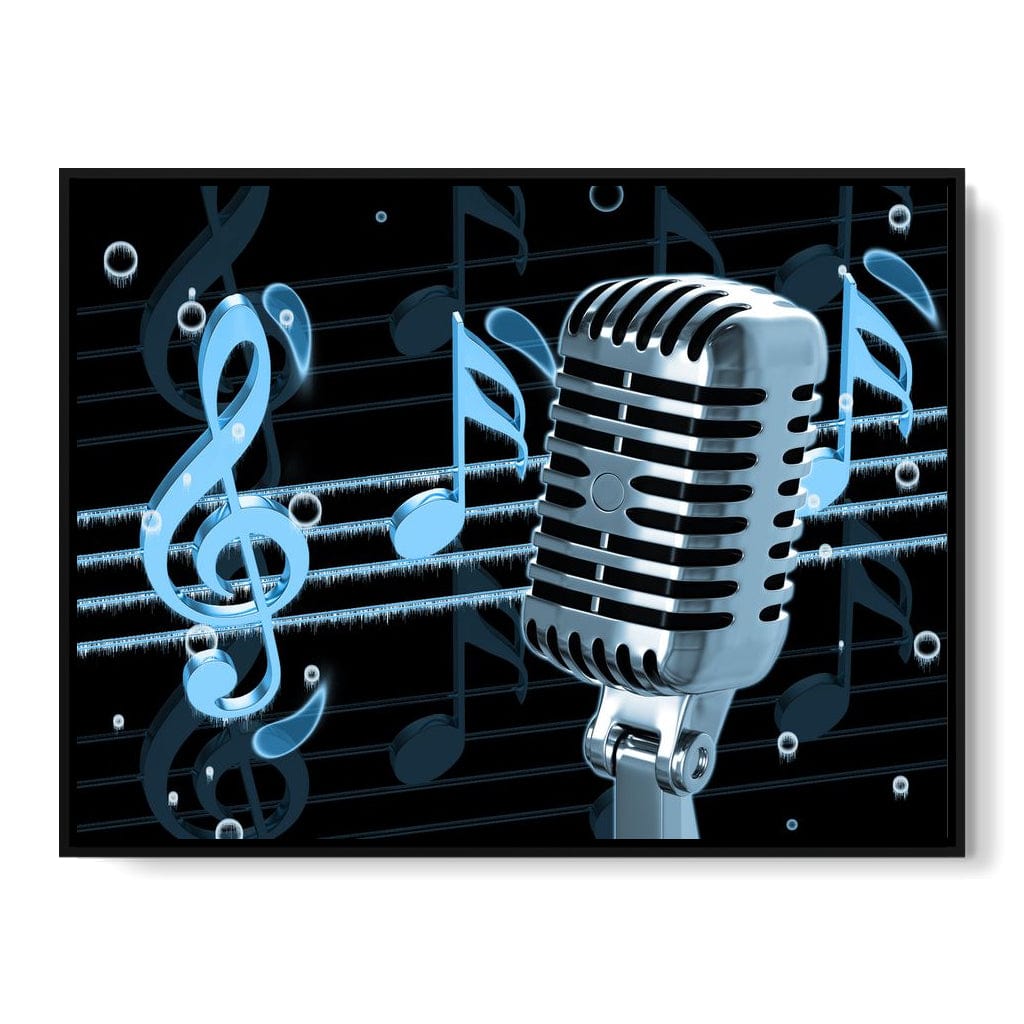 Vintage Microphone & Blue Notes Canvas Wall Art