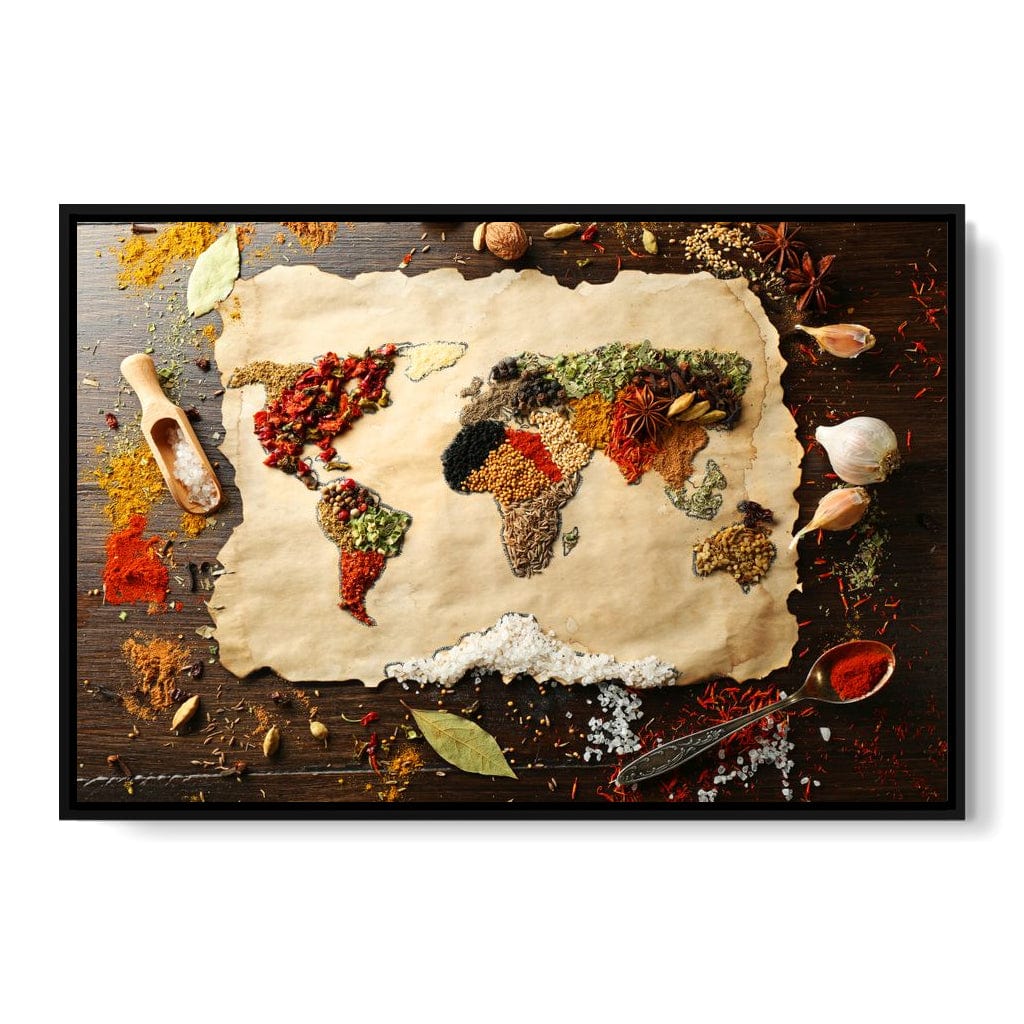 Spices Map of the World Canvas Wall Art