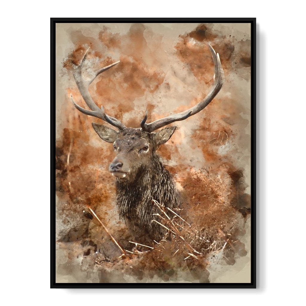 Red Deer Stag on Brown Background Canvas Wall Art