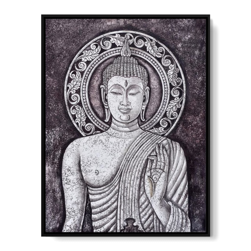 Grey Stone Buddha Canvas Wall Art