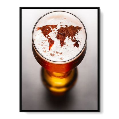 World Map Beer Canvas Wall Art