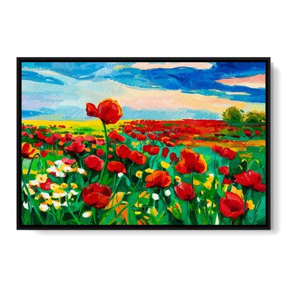 Field of Red Poppies Canvas Wall Art