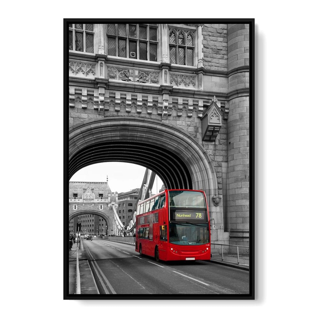 Red Bus Passing on the Tower Bridge Canvas Wall Art