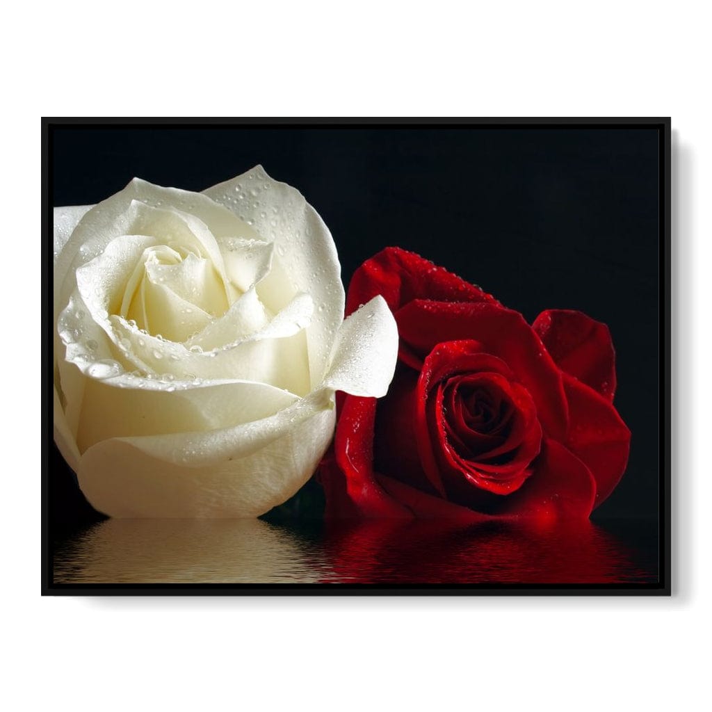 Red & White Roses Reflection Canvas Wall Art