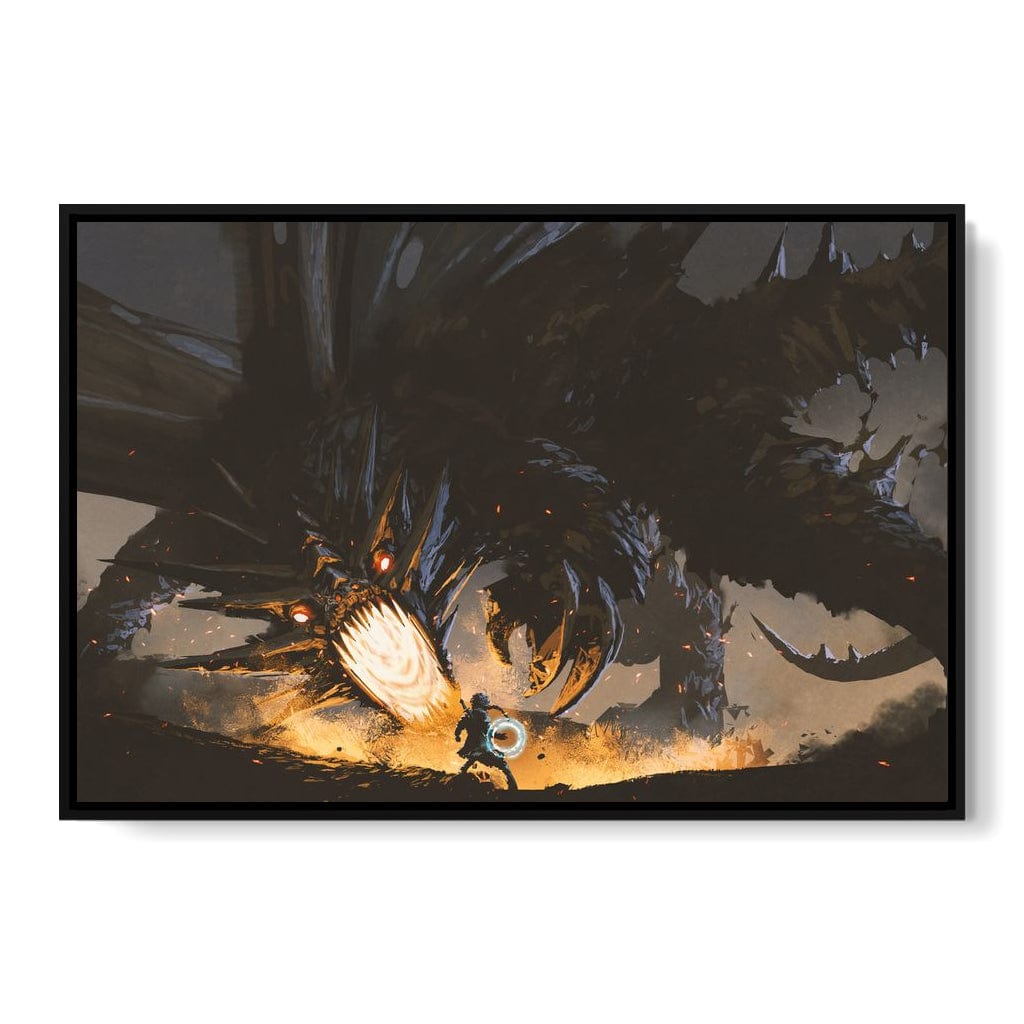 Dark Dragon Clash Canvas Wall Art