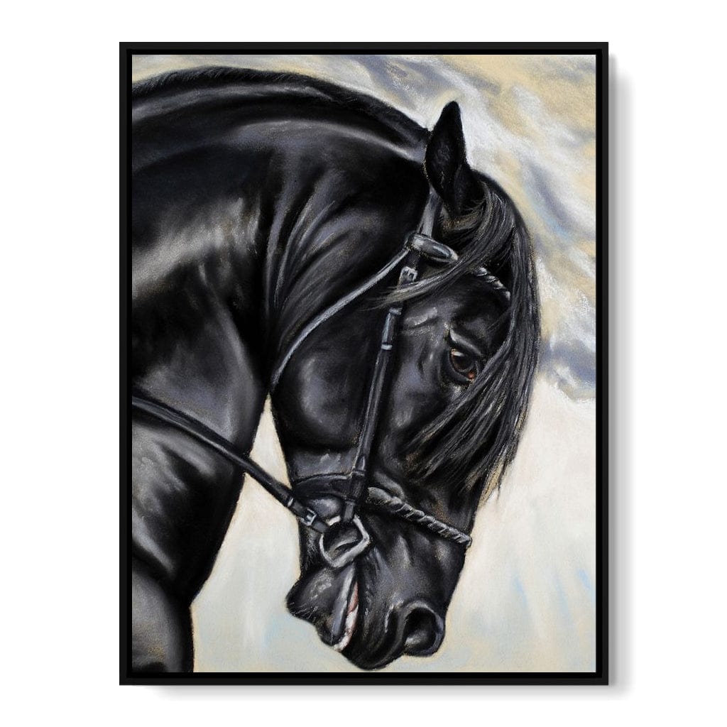 Black Friesian Horse Canvas Wall Art