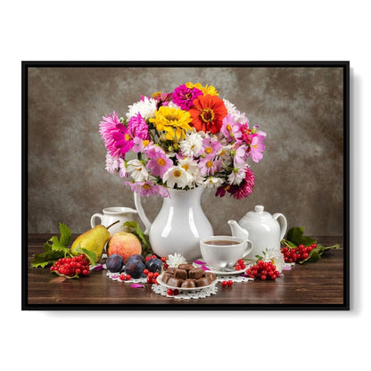 Flowers, Fruits, Chocolate & Coffee Canvas Wall Art