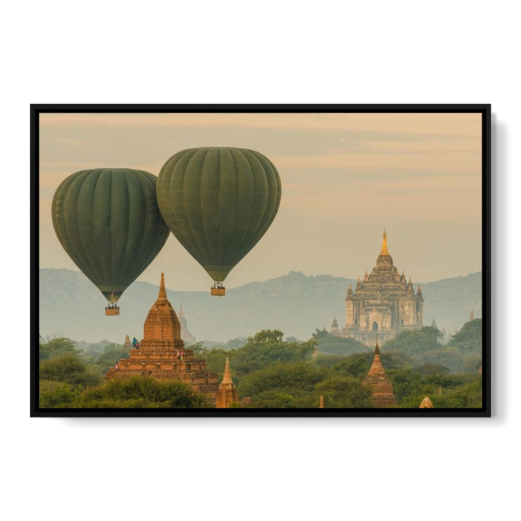 Hot Air Balloon over The Ancient Temples of Bagan Canvas Wall Art