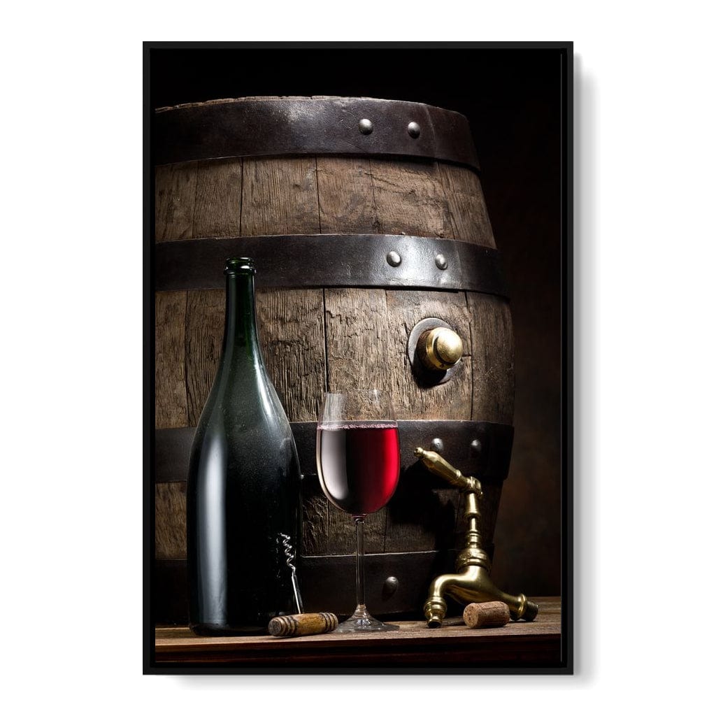 Wine Bottle and Barrel Canvas Wall Art
