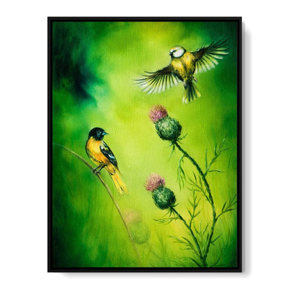 Emerald Songbirds Canvas Wall Art