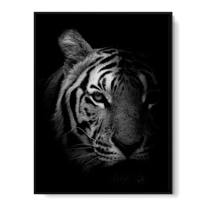 Black and White Fading Tiger Canvas Wall Art