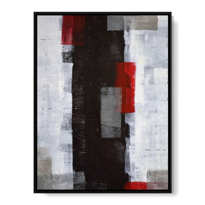 Grey & Red Abstract Art Painting Canvas Wall Art
