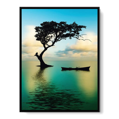 Cyan Tree Canvas Wall Art