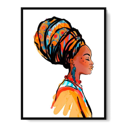African Woman Turban Canvas Wall Art