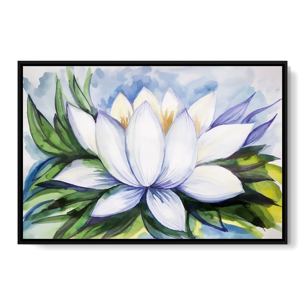 White Lotus Flower Canvas Wall Art