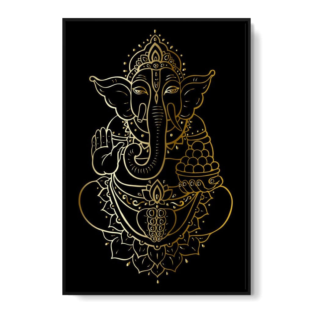Golden Ganesha Canvas Wall Art