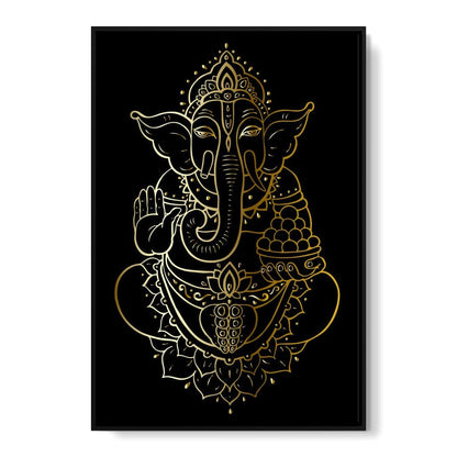 Golden Ganesha Canvas Wall Art