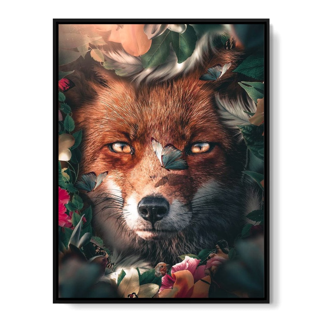 Floral Fox Canvas Wall Art