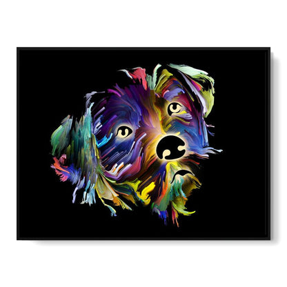 Coloful Dog on Black Background Canvas Wall Art