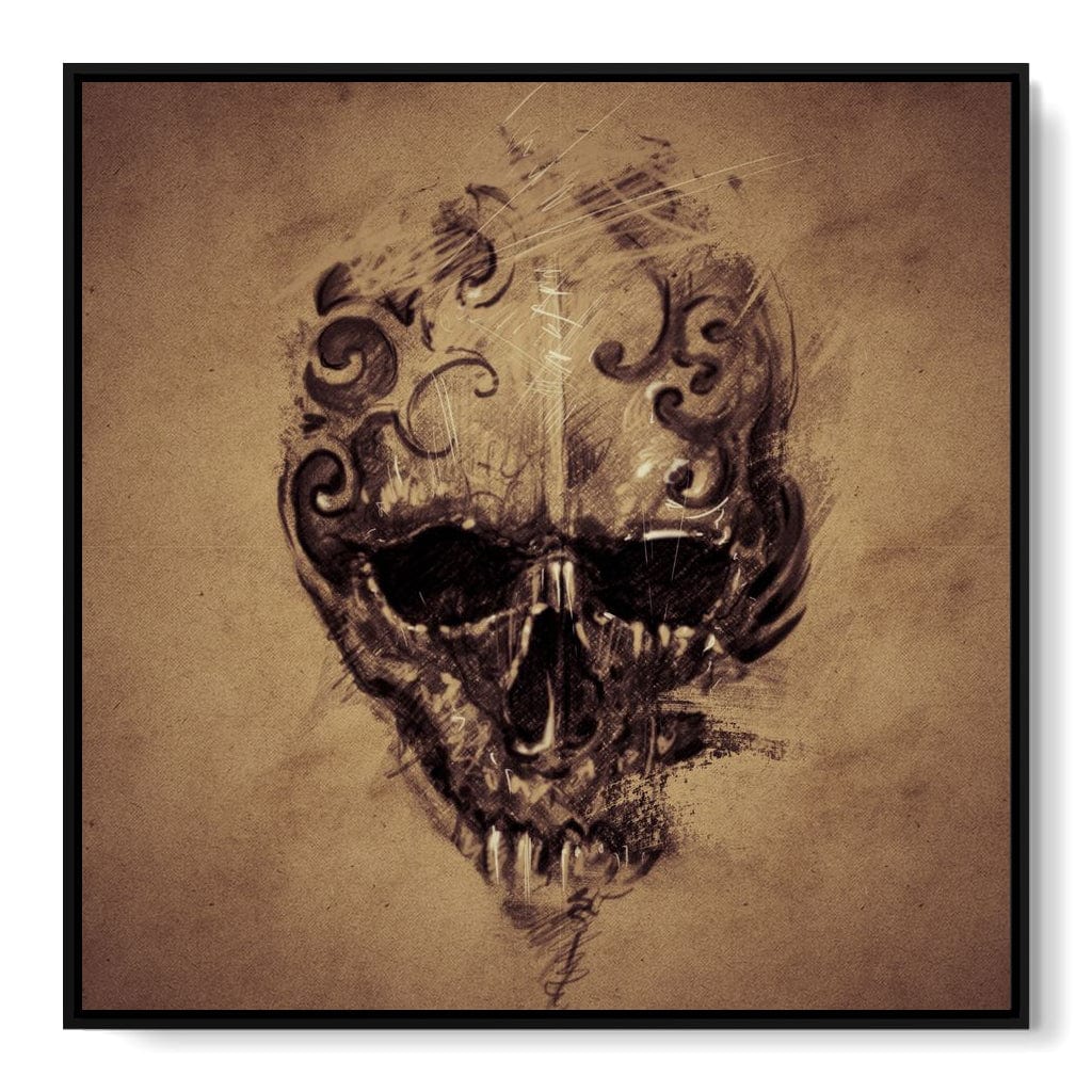 Skull Sketch Canvas Wall Art