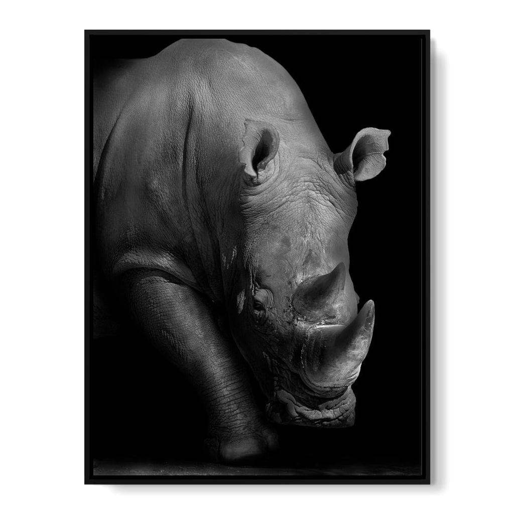 Black and White Rhino Canvas Wall Art