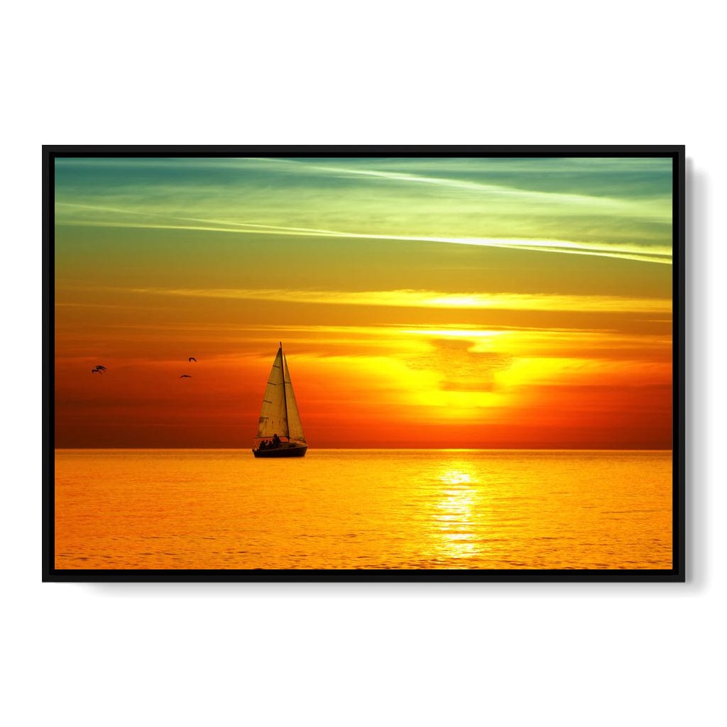 Sailing Boat Sunset Canvas Wall Art