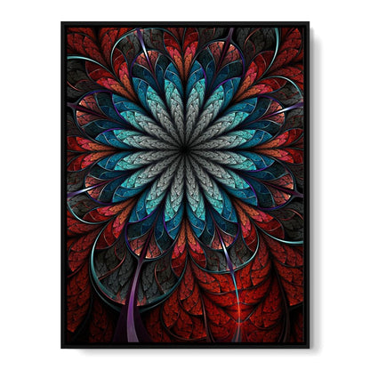 Red Shade Fractal Flower Canvas Wall Art