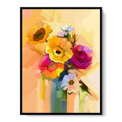 White Yellow & Red Flower Bouquet Canvas Wall Art
