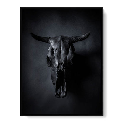 Black Bull Skull Canvas Wall Art