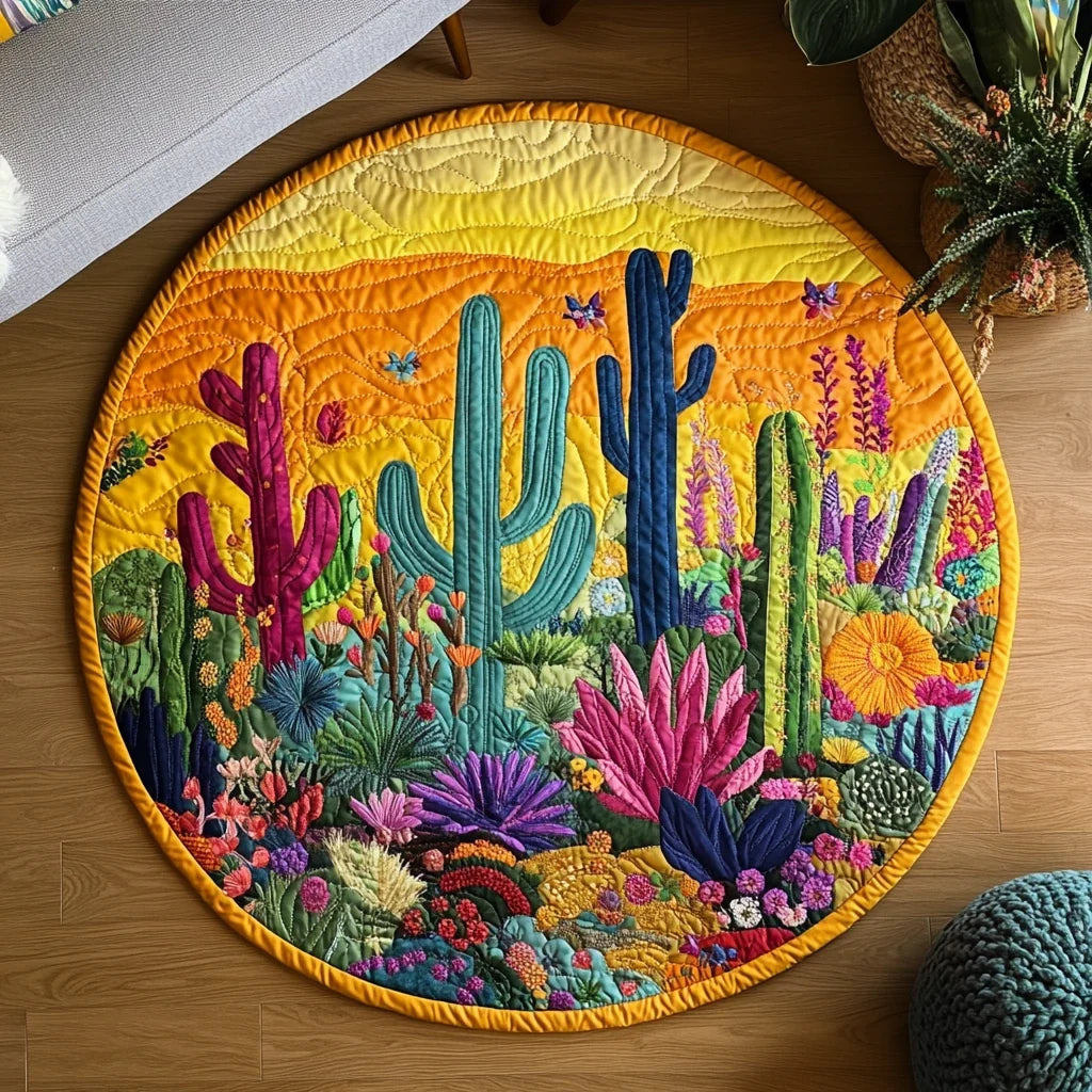 Prickly Beauty Haven Quilted Round Mat