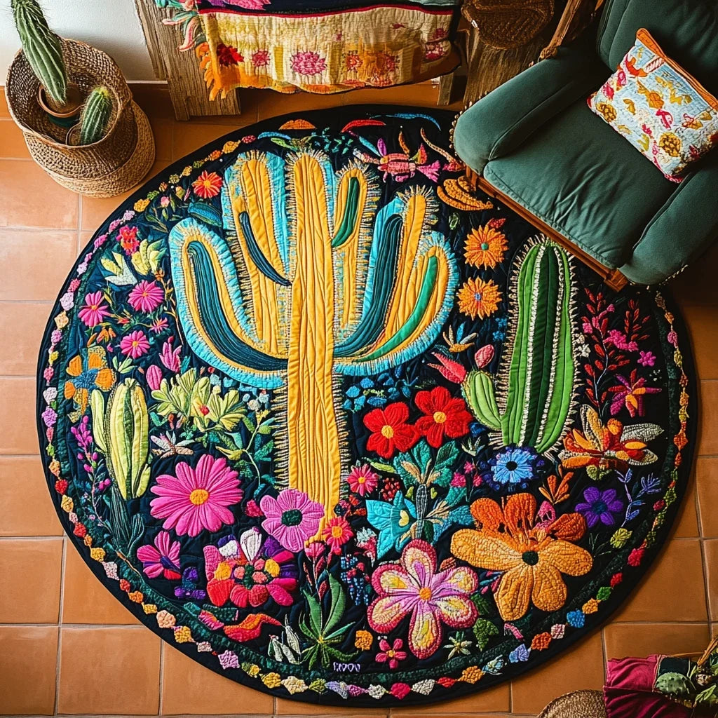 Prickly Serenity Spot Quilted Round Mat