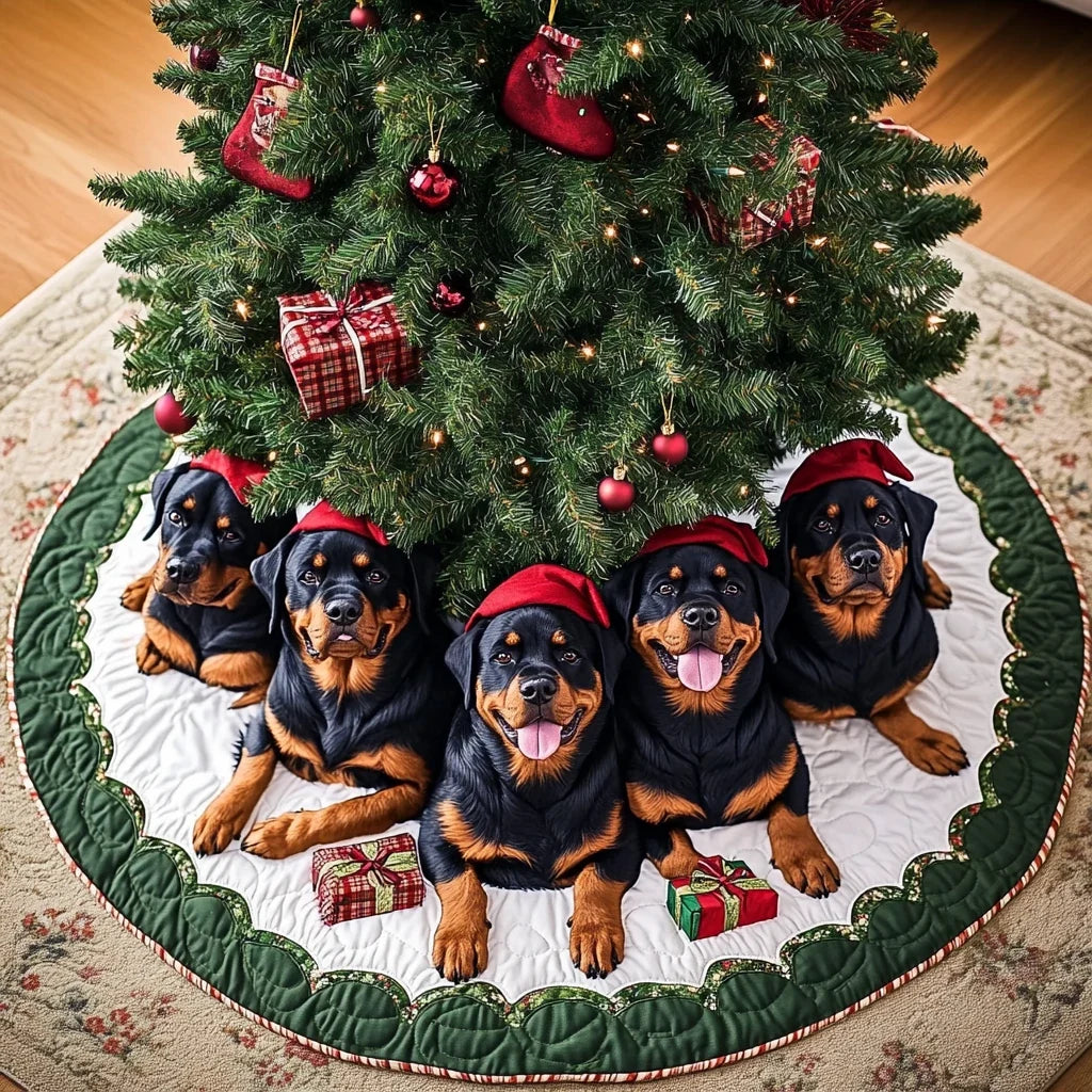 Proud Rottweiler Christmas Quilted Tree Skirt