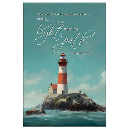 lighthouse psalm 119 105 thy word is a lamp wall art canvas (Landscape) (view 8)