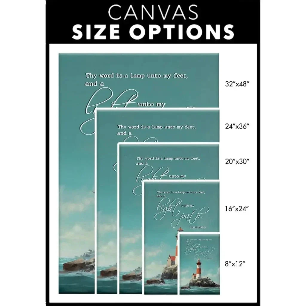 lighthouse psalm 119 105 thy word is a lamp wall art canvas (Landscape) (view 9)