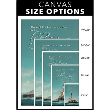 lighthouse psalm 119 105 thy word is a lamp wall art canvas (Landscape) (view 9)