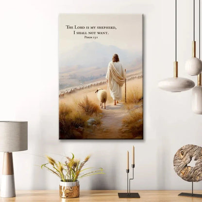 psalm 23 kjv the lord is my shepherd i shall not want wall art canvas (Landscape) (view 10)