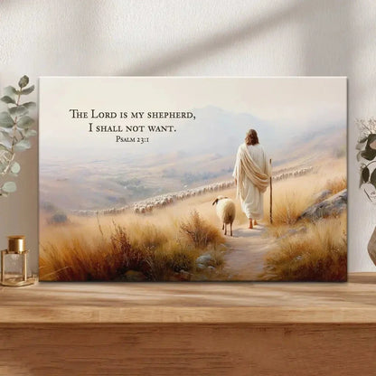 psalm 23 kjv the lord is my shepherd i shall not want wall art canvas (Landscape) (view 11)