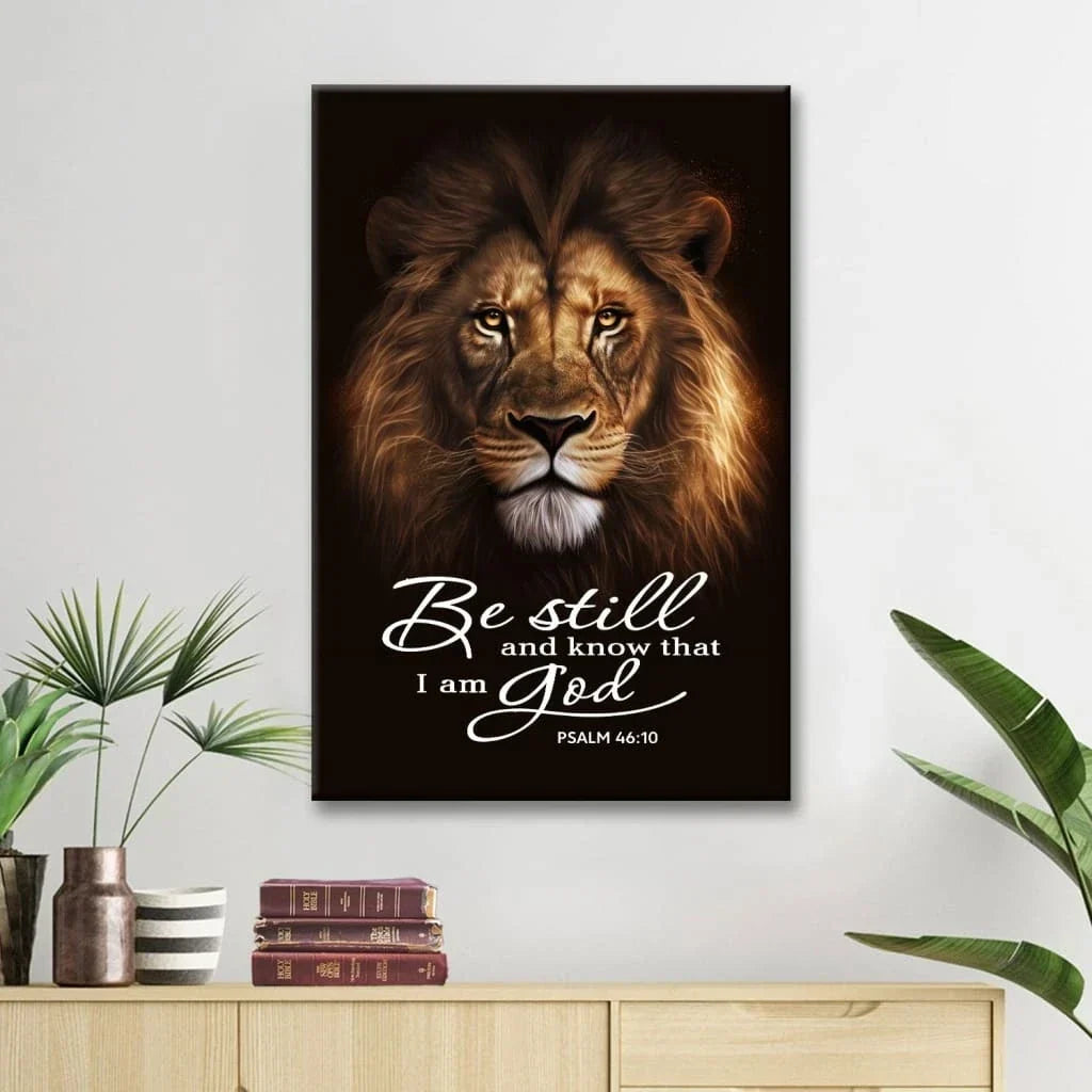 be still and know that i am god lion of judah psalm 46 10 wall art canvas (Landscape) (view 5)