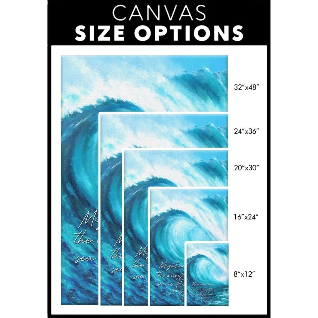 mightier than the waves of the sea christian wall art canvas (view 4)