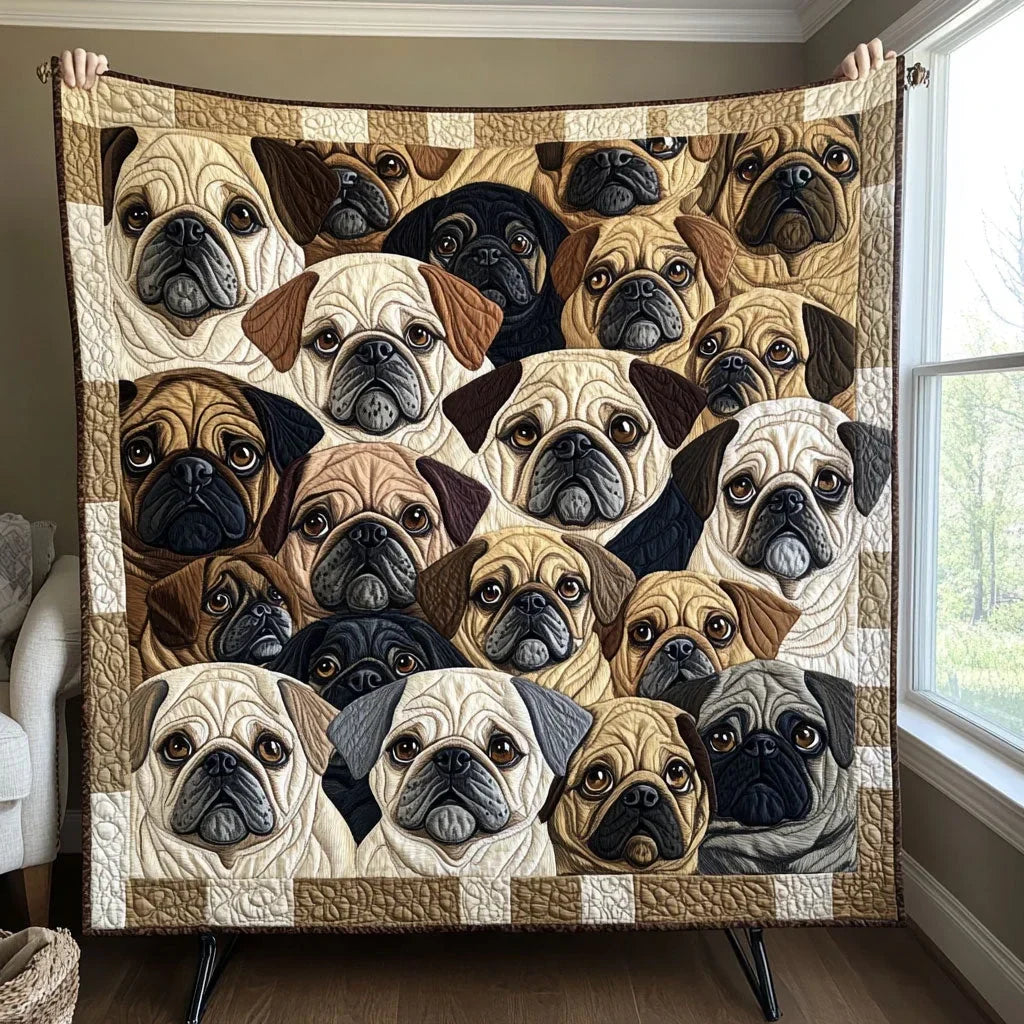 Pug Charm Quilt Blanket