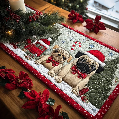Pug Charm Quilted Table Runner