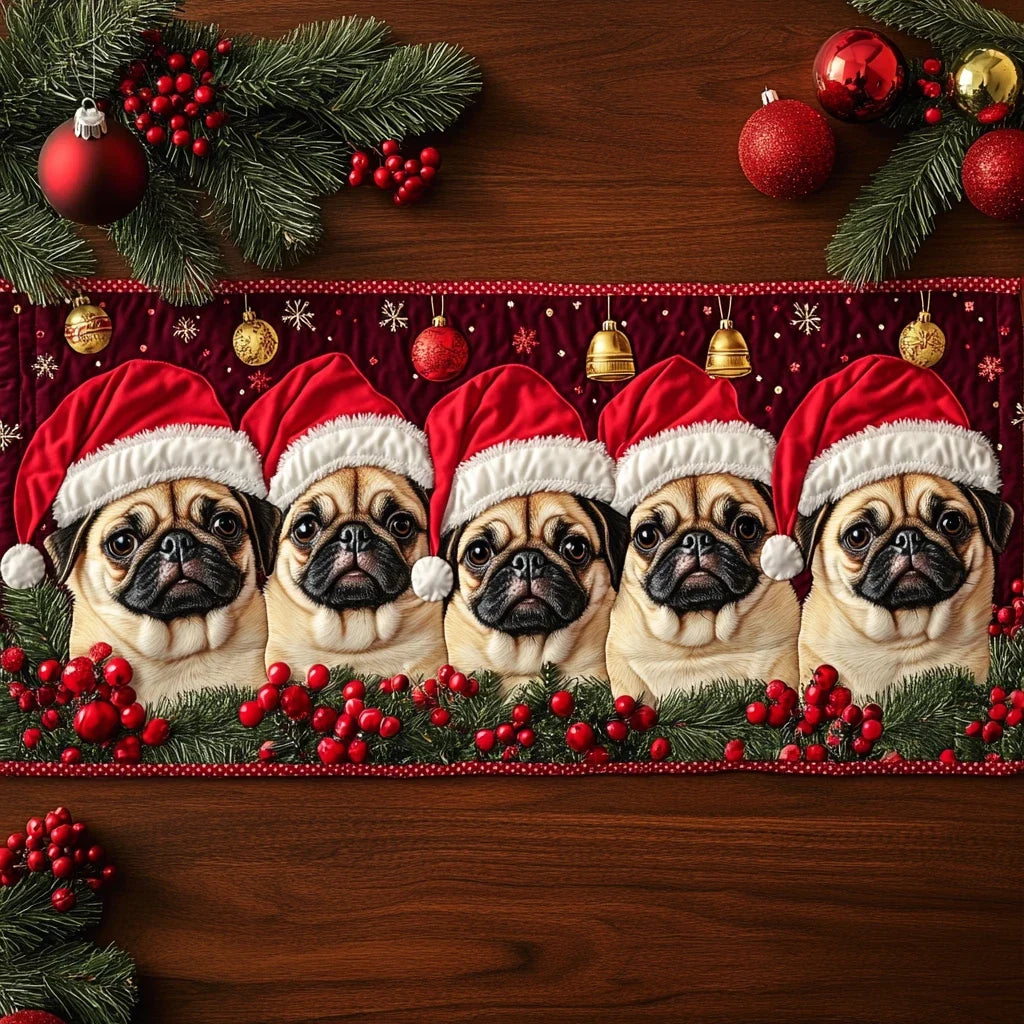 Pug Delight Quilted Table Runner